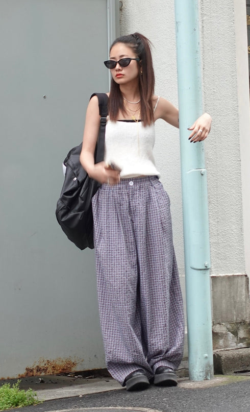 チェックボリュームラフパンツ